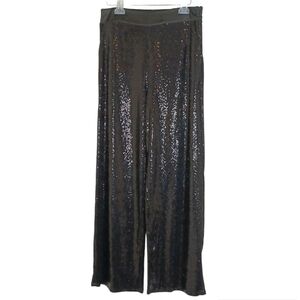 Gibson Sequin Wide Leg Pants Women's Size Medium Black